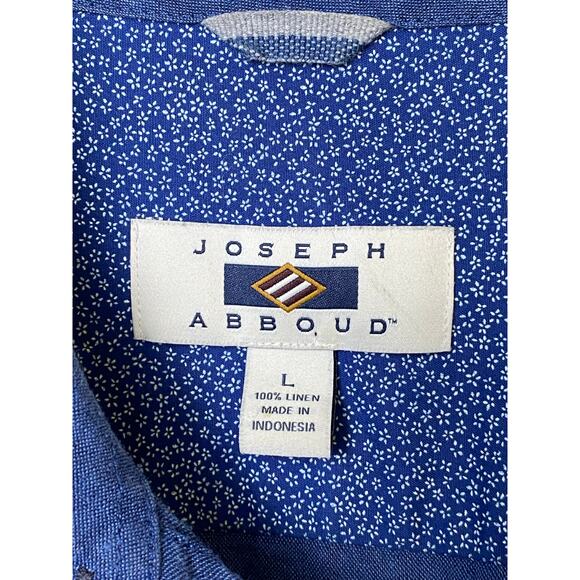 Joseph Abboud Men's Dark Blue 100% Linen Button Down Casual Shirt Size Large - Picture 3 of 7